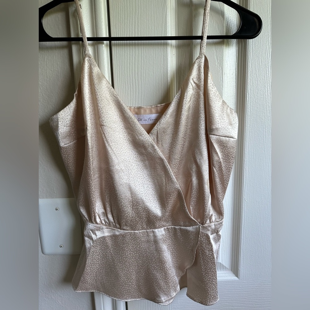 All in Favor shimmer wrapped tank top